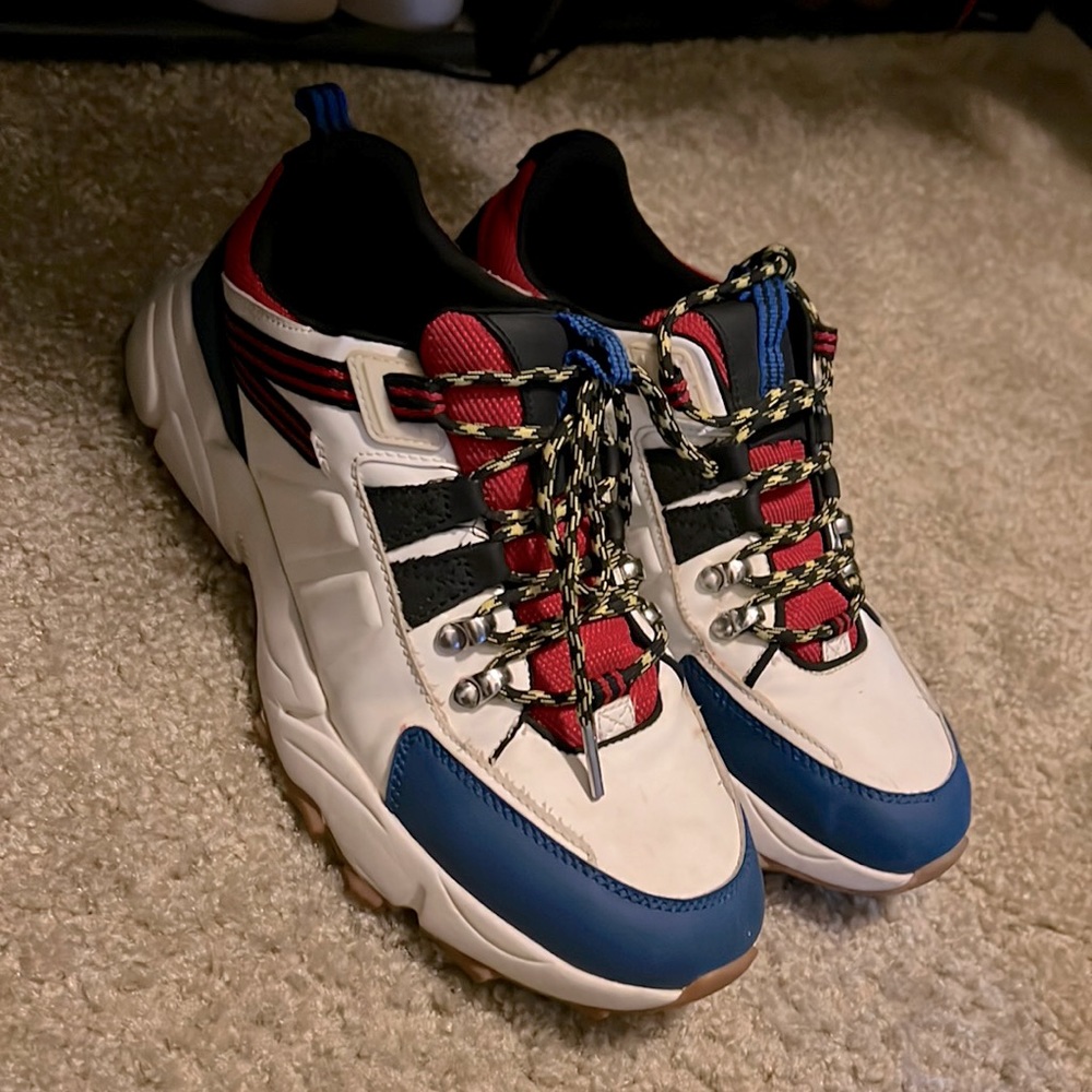 Zara Sneaker, Trio Color , White, Red And Blue. used Only 1 time.